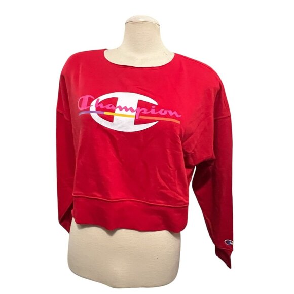 Champion Moisture Wicking Standard Fit Long Sleeve Cropped Oversized Sweatshirt - Picture 1 of 9